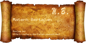 Matern Bertalan névjegykártya